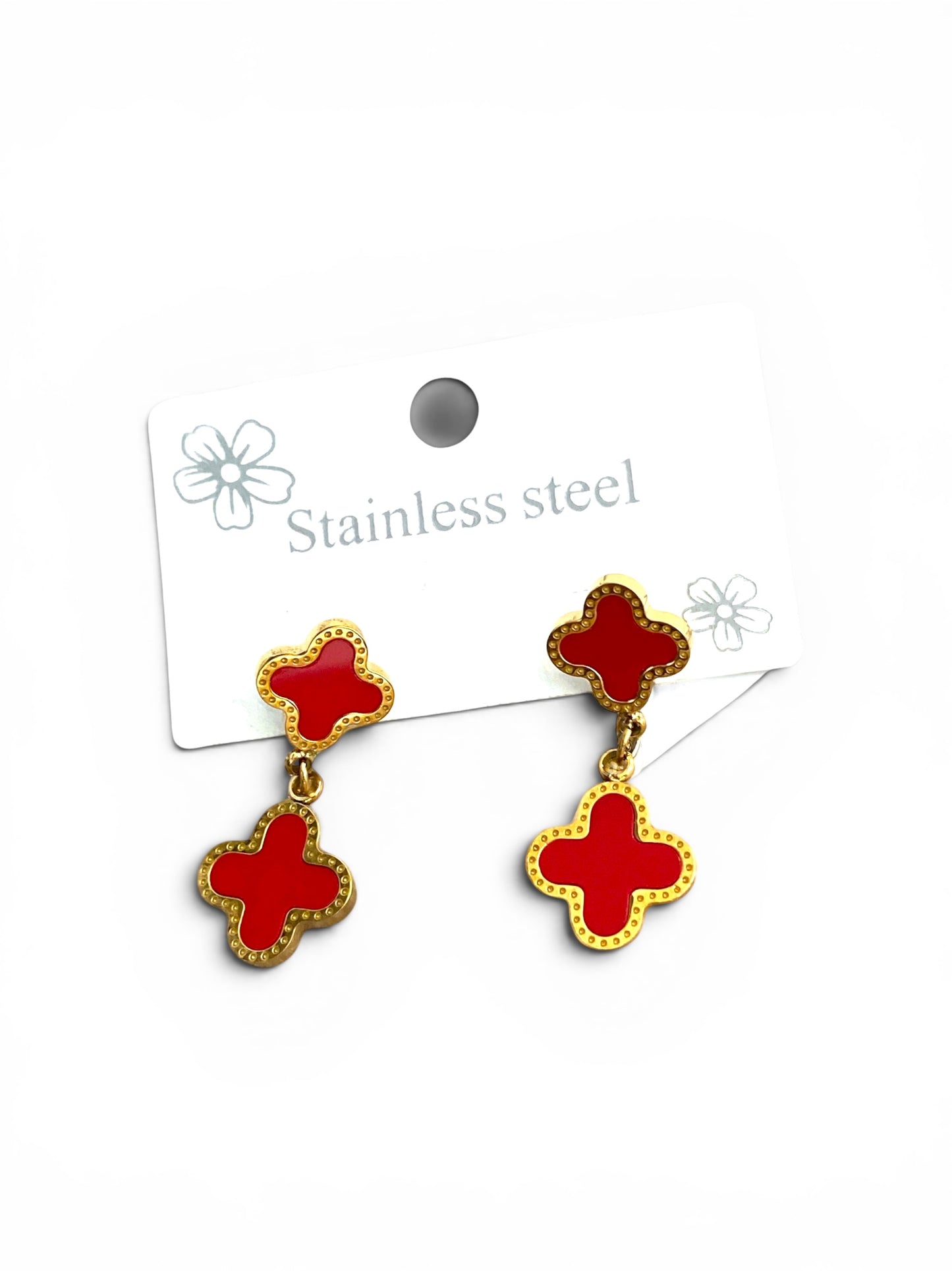Boucles d’oreilles Trèfle en acier inoxydable