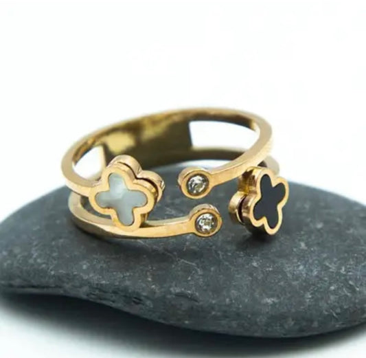 Bague Trèfle en acier inoxydable