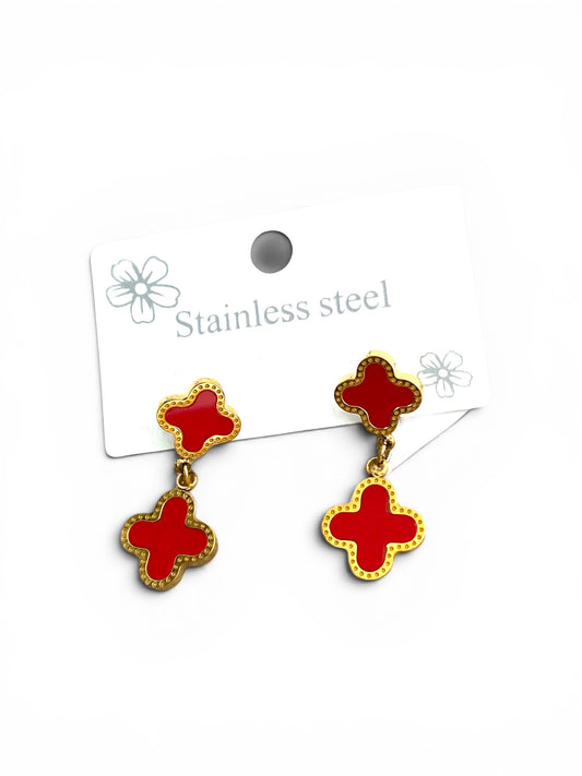 Boucles d’oreilles Trèfle en acier inoxydable