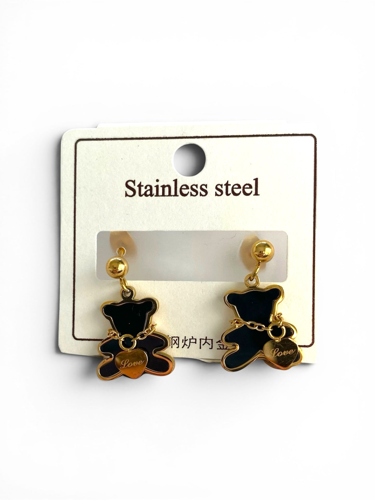 Boucles d’oreilles Ours en acier inoxydable