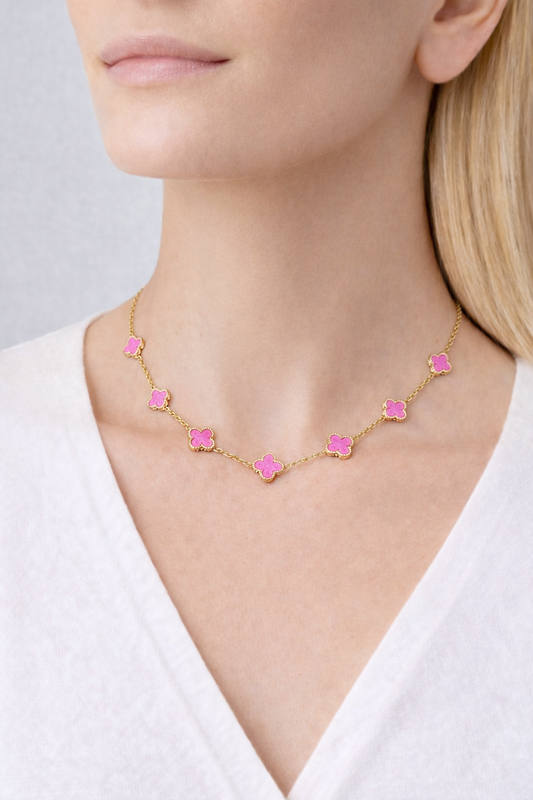 Collier trèfle petit en acier inoxydable