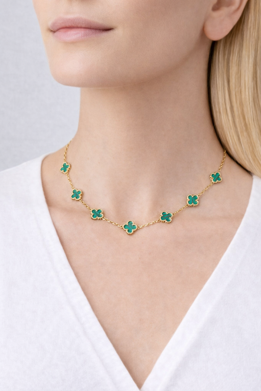 Collier trèfle petit en acier inoxydable