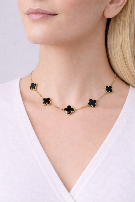 Collier trèfle en acier inoxydable