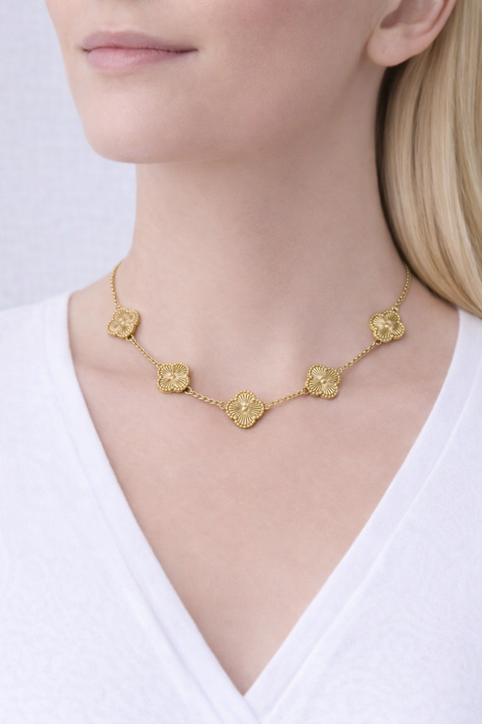 Collier trèfle en acier inoxydable