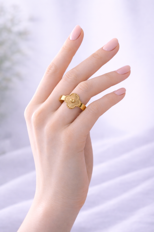 Bague Trèfle en acier inoxydable